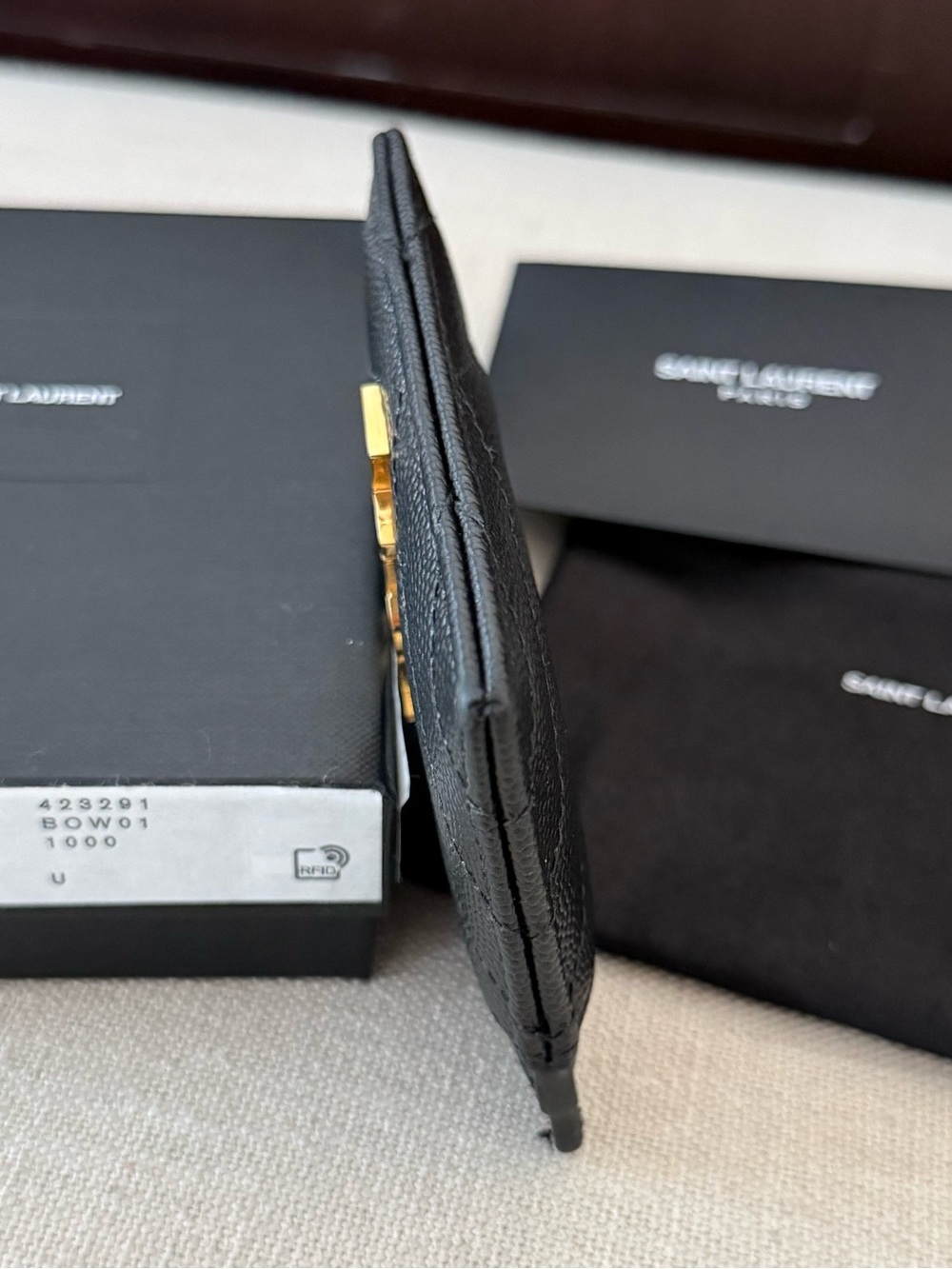 Saint Laurent Black Card Case with Gold YSL Monogram - Picture 10 of 11